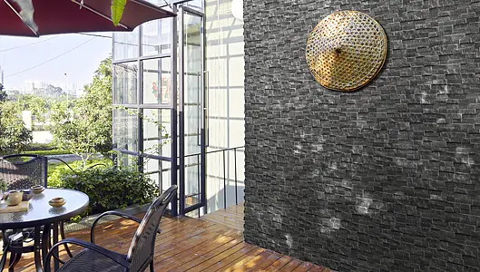 Background tile, Effect other stones, Color black, Glazed porcelain stoneware, 7.5x38.5 cm, Finish antislip