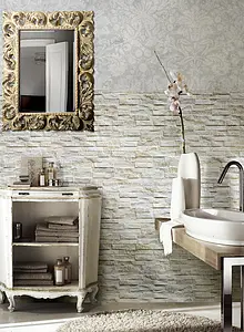 Background tile, Effect other stones, Color beige, Glazed porcelain stoneware, 7.5x38.5 cm, Finish antislip