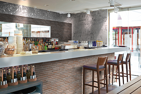 Background tile, Effect brick, Color brown, Glazed porcelain stoneware, 16x40 cm, Finish antislip