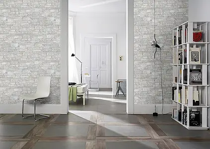 Background tile, Effect other stones, Color white, Glazed porcelain stoneware, 16x40 cm, Finish matte