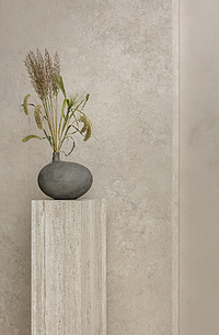 Background tile, Effect travertine, Color beige,grey, Unglazed porcelain stoneware, 120x280 cm, Finish antislip