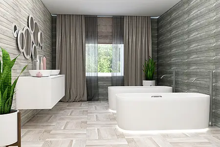 Background tile, Effect wood, Color grey, Glazed porcelain stoneware, 60x60 cm, Finish matte