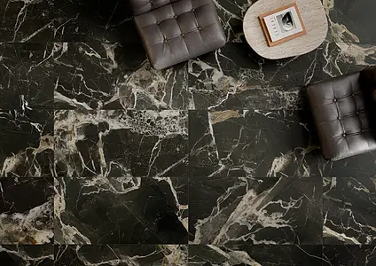 Carrelage, Effet autres types de marbre, Teinte noire, Grès cérame non-émaillé, 60x120 cm, Surface antidérapante