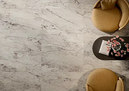 Carrelage, Effet autres types de marbre, Teinte blanche, Grès cérame non-émaillé, 60x120 cm, Surface antidérapante