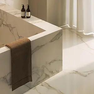 Carrelage, Effet calacatta, Teinte blanche, Grès cérame non-émaillé, 160x320 cm, Surface polie