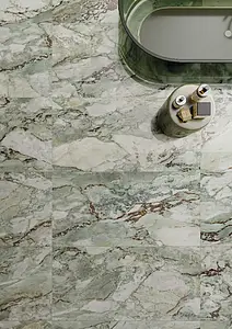 Carrelage, Effet autres types de marbre, Teinte verte, Grès cérame non-émaillé, 60x120 cm, Surface polie