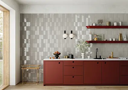 Background tile, Effect unicolor, Color grey, Ceramics, 7.5x15 cm, Finish matte