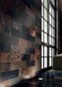 Background tile, Effect stone,other stones, Color black,brown, Unglazed porcelain stoneware, 10x30 cm, Finish matte