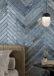 Background tile, Effect brick, Color navy blue, Glazed porcelain stoneware, 4.8x45 cm, Finish glossy