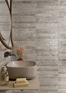 Background tile, Effect brick, Color grey, Glazed porcelain stoneware, 4.8x45 cm, Finish glossy