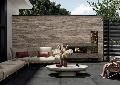 Background tile, Effect brick, Color beige, Unglazed porcelain stoneware, 4.8x45 cm, Finish antislip