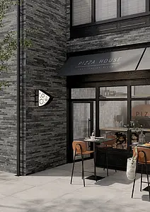 Background tile, Effect brick, Color grey,black, Unglazed porcelain stoneware, 4.8x45 cm, Finish antislip
