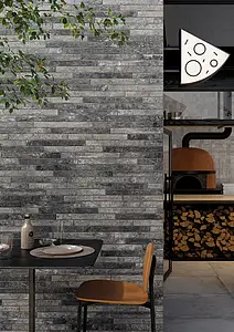 Background tile, Effect brick, Color grey,black, Unglazed porcelain stoneware, 4.8x45 cm, Finish antislip