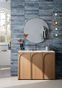 Background tile, Effect brick, Color navy blue, Unglazed porcelain stoneware, 4.8x45 cm, Finish antislip