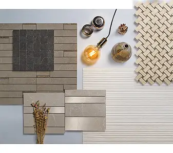 Mosaic tile, Effect limestone, Color grey, Unglazed porcelain stoneware, 30x60 cm, Finish matte