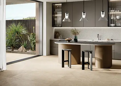 Mosaic tile, Effect limestone, Color white, Unglazed porcelain stoneware, 29.7x29.7 cm, Finish antislip