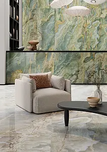 Piastrella di fondo, Effetto onice, Colore verde, Gres porcellanato non smaltato, 120x120 cm, Superficie levigata