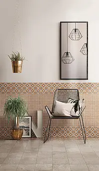 Background tile, Effect faux encaustic tiles, Color beige, Unglazed porcelain stoneware, 20x20 cm, Finish matte