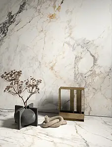 Background tile, Effect stone,other marbles, Color white, Unglazed porcelain stoneware (color-body), 120x120 cm, Finish polished
