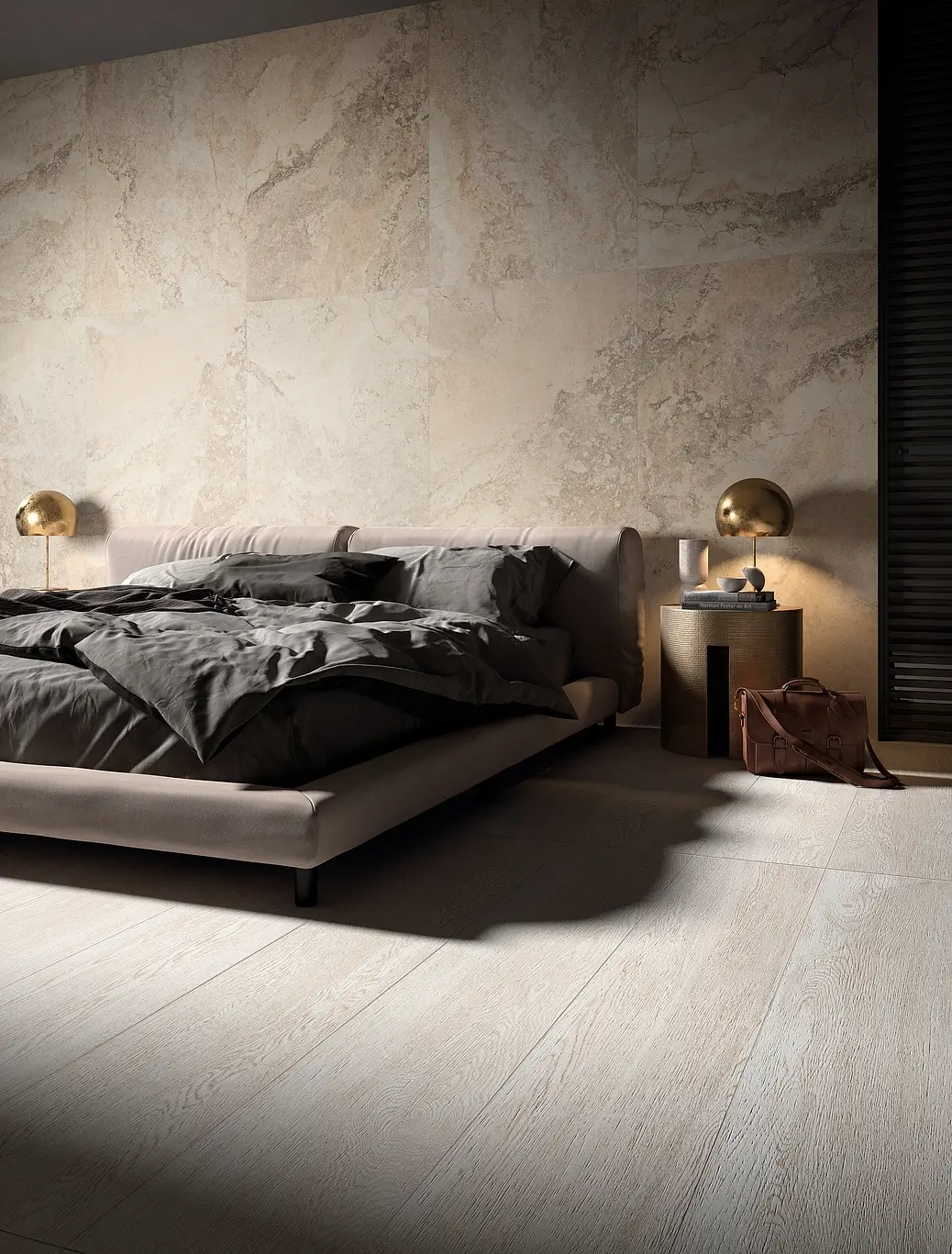 Background tile, Effect travertine, Color beige, Glazed porcelain stoneware, 90x180 cm, Finish matte