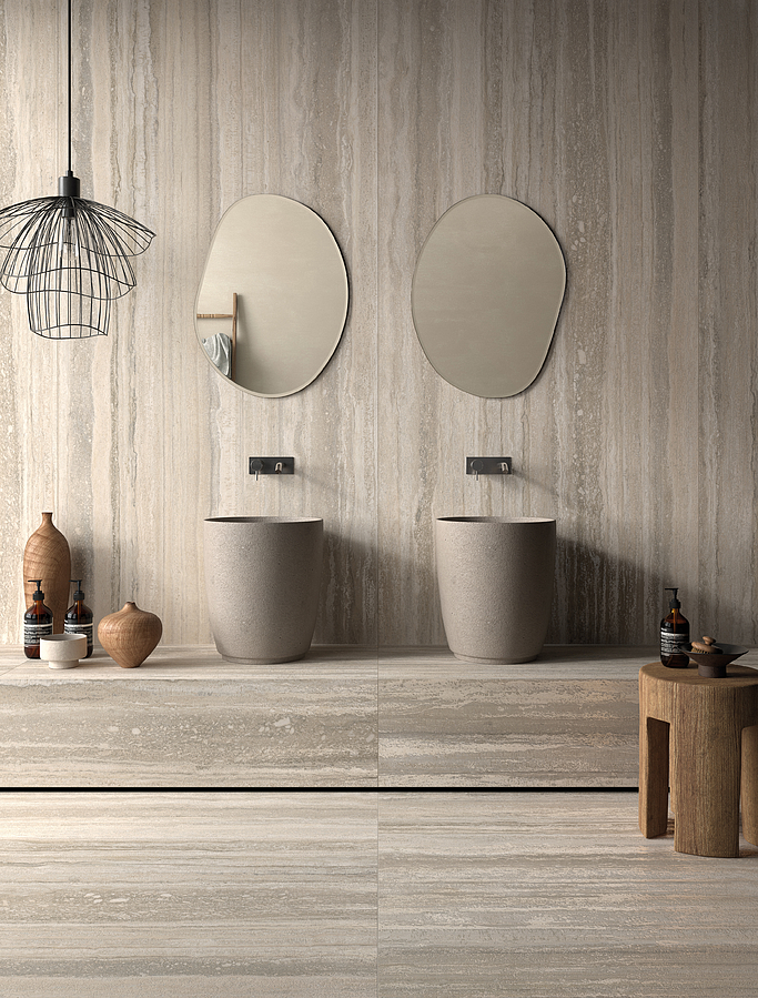 Beige tiles, travertine effect 120x278 (Italy). Reviews. Samples