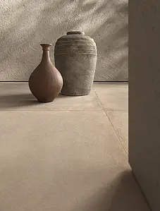 Grundflise, Effekt beton, Farve beige, Uglaseret porcelænsstentøj, 120x120 cm, Overflade skridsikker