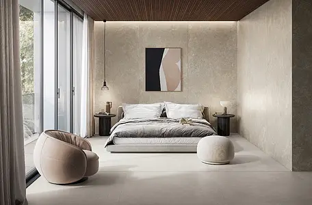 Grundflise, Effekt andre sten, Farve beige, Glaseret porcelænsstentøj, 120x278 cm, Overflade Sleben