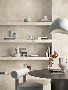 Grundflise, Effekt anden marmor, Farve beige, Glaseret porcelænsstentøj, 120x278 cm, Overflade Sleben