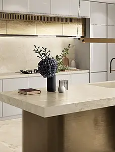 Grundflise, Effekt anden marmor, Farve beige, Glaseret porcelænsstentøj, 120x278 cm, Overflade Sleben