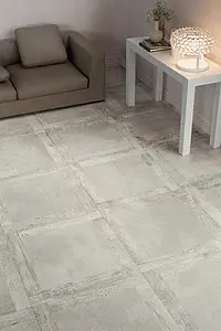 Background tile, Effect wood,concrete, Color white, Glazed porcelain stoneware, 90x90 cm, Finish matte