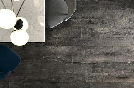 Carrelage, Effet bois, Teinte noire, Grès cérame émaillé, 20x180 cm, Surface antidérapante