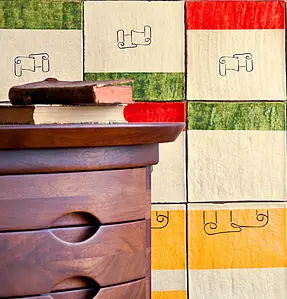 Background tile, Effect left_menu_crackleur , Color multicolor, Style handmade, Majolica, 20x20 cm, Finish aged