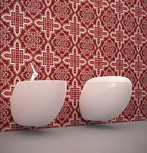 Background tile, Effect left_menu_crackleur , Color red, Style handmade, Majolica, 20x20 cm, Finish semi-gloss