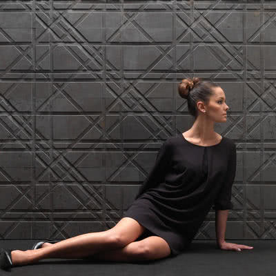 Background tile, Color black, Style designer, Natural stone, 40x80 cm, Finish matte