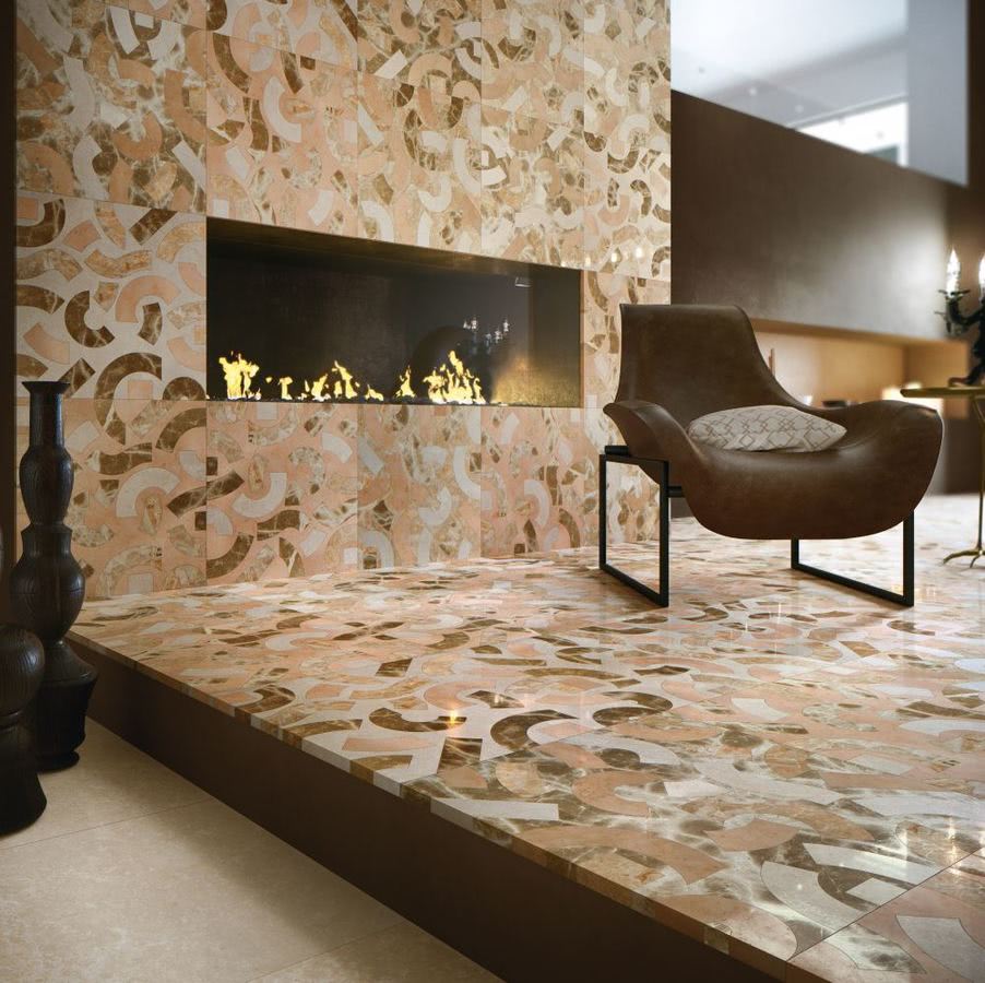 Background tile, Color multicolor, Style designer, Natural stone, 60x60 cm, Finish polished