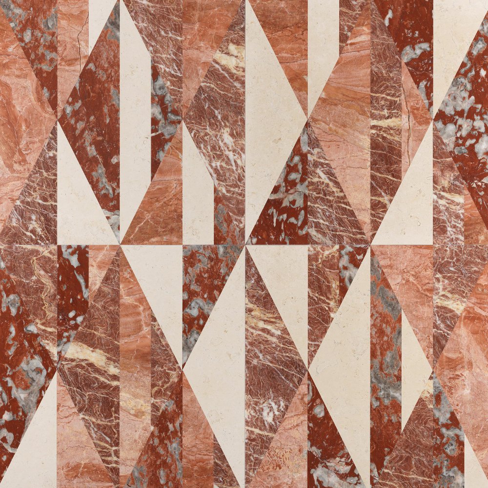 Basistegels Opus van Lithos Design, Natuursteen tegels, 60x60 cm, Oppervlak gepolijst, Kleur veelkleurige kleur, Stijl designer