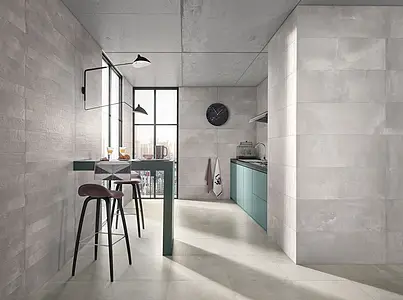 Piastrella di fondo, Effetto cemento, Colore grigio, Ceramica, 35x100 cm, Superficie opaca