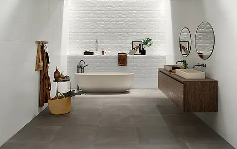 Background tile, Effect unicolor, Color white, Ceramics, 35x100 cm, Finish matte