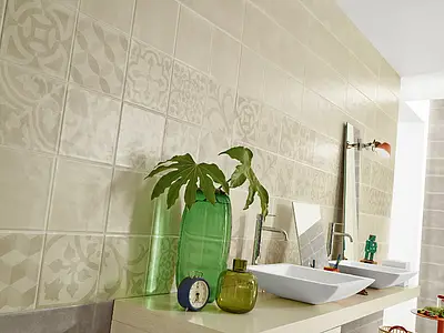 Effekt marokkanske fliser,beton, Farve beige, Stil patchwork, Grundflise, Keramik, 20x60 cm, Overflade mat