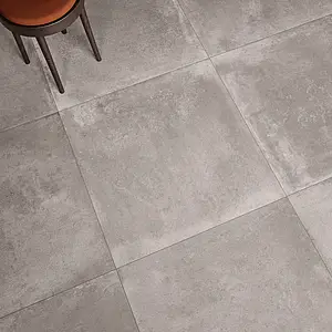 Grundflise, Effekt beton, Farve grå, Uglaseret porcelænsstentøj, 80x80 cm, Overflade skridsikker