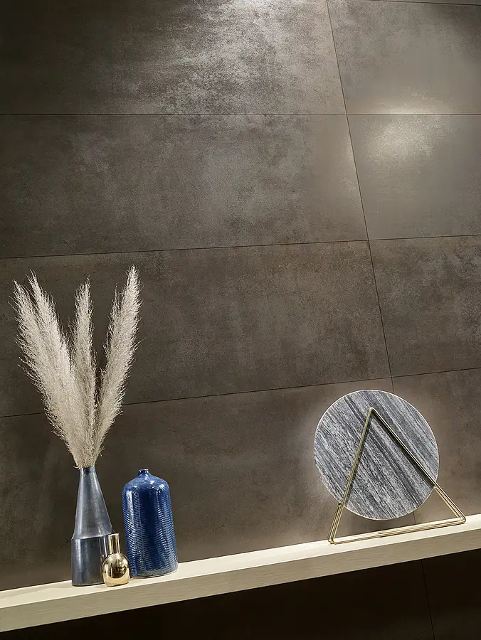 Hintergrundfliesen, Optik metall, Farbe schwarze, Keramik, 45x120 cm, Oberfläche matte