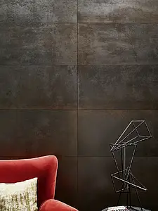 Grundflise, Effekt metal, Farve sort, Keramik, 45x120 cm, Overflade mat