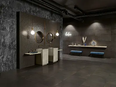 Mozaika, Efekt metalu, Kolor czarny, Ceramika, 22.4x22.4 cm, Powierzchnia matowa