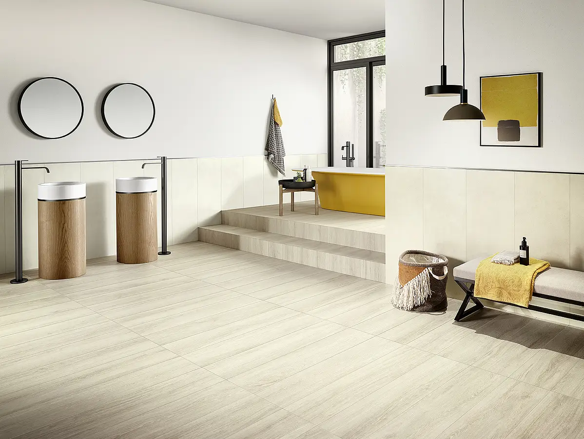 Background tile, Effect wood, Color beige, Glazed porcelain stoneware, 20x100 cm, Finish matte