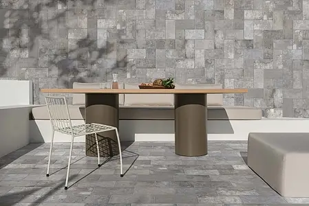 Background tile, Effect terracotta, Color grey, Glazed porcelain stoneware, 12.5x25 cm, Finish antislip