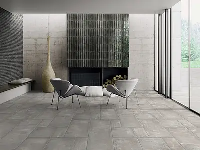 Background tile, Effect terracotta, Color grey, Glazed porcelain stoneware, 25x50 cm, Finish antislip