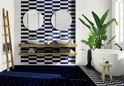 Background tile, Effect unicolor, Color navy blue, Glazed porcelain stoneware, 6x25 cm, Finish glossy