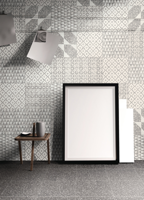 Background tile, Effect terrazzo, Color grey, Unglazed porcelain stoneware, 30x30 cm, Finish antislip