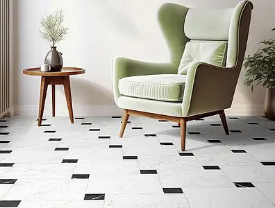 Background tile, Effect other marbles, Color black, Unglazed porcelain stoneware, 7.5x7.5 cm, Finish matte