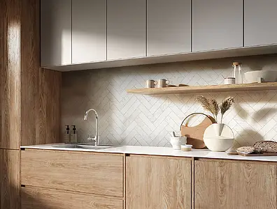 Background tile, Effect carrara, Color white, Unglazed porcelain stoneware, 7.5x30 cm, Finish matte